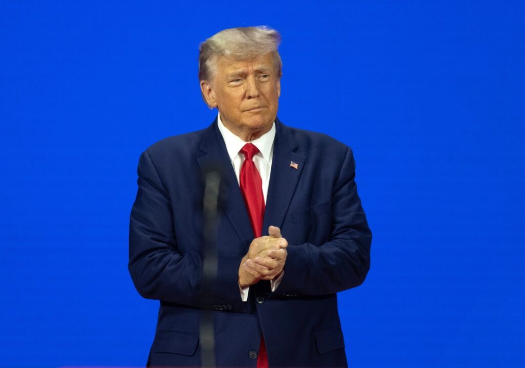 US President Donald J. Trump makes remarks at the 2023 CPAC