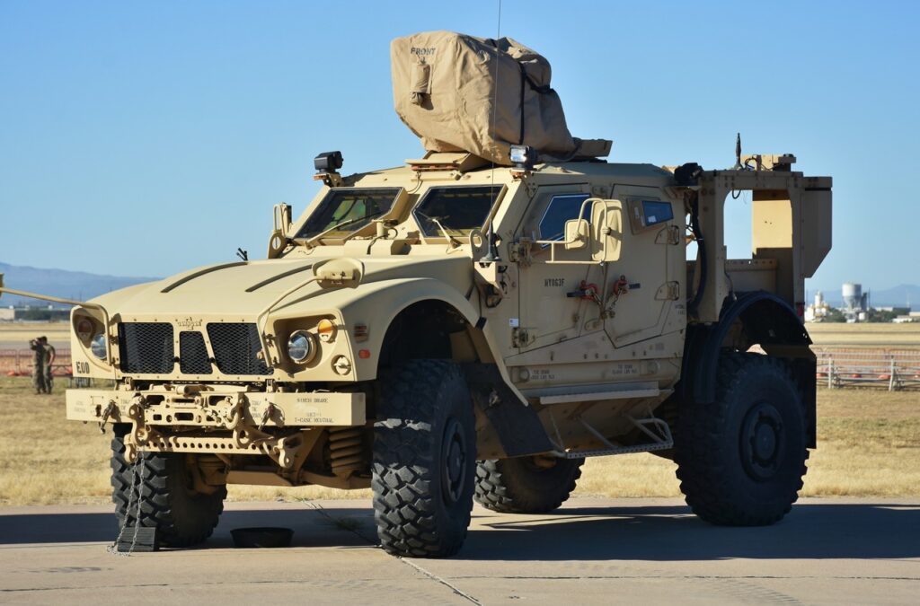 The Oshkosh Mine-Resistant Ambush Protected (MRAP) truck is used by the U.S. military for troop transportation, most notably in Iraq and Afghanistan.