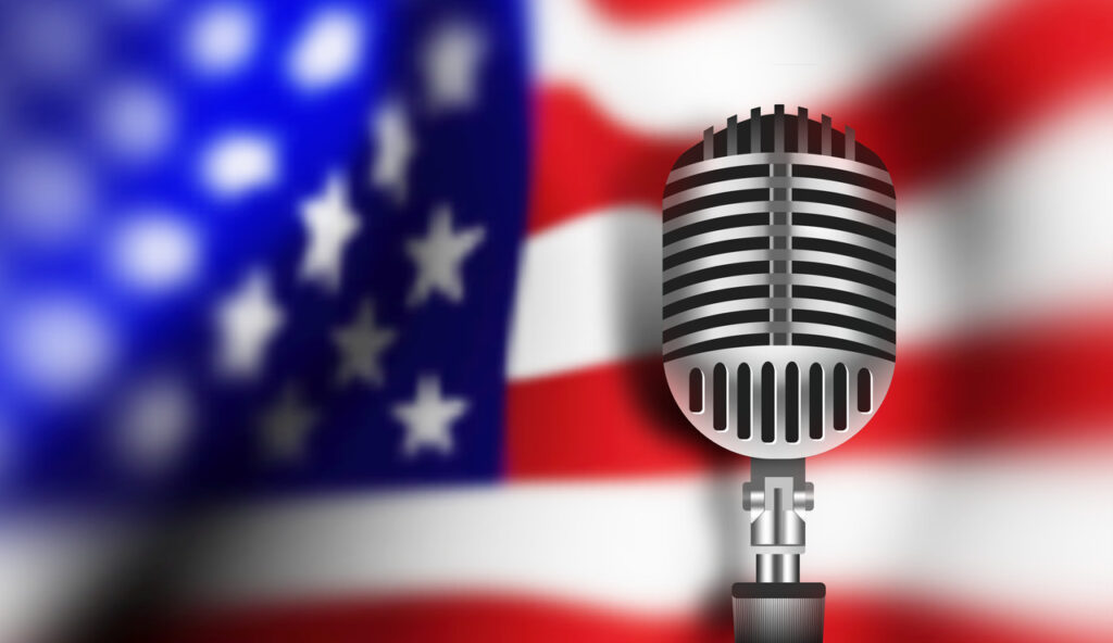 USA flag with mic